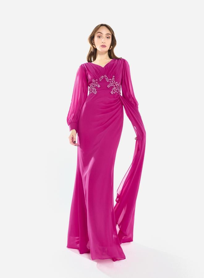 House of Moda Women Flowing Cape Embellished Maxi Dress - Image 1